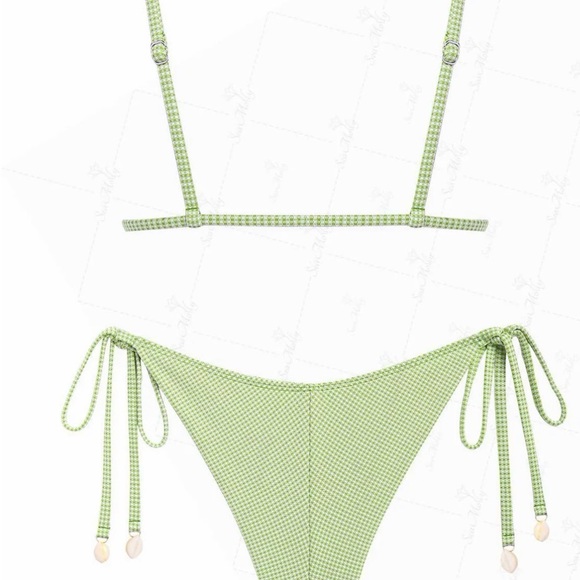 Chic Green Checkered Bikini Set - Picture 5 of 8